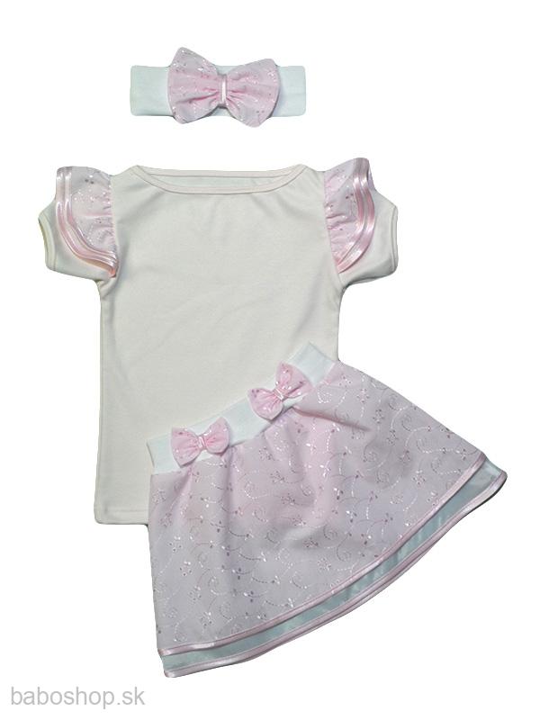 GAJI / Súprava letná suknička, čelenka, tričko - ružová